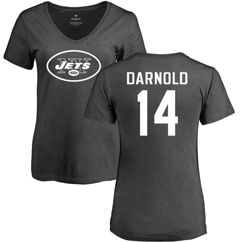 New York Jets Ash Women Sam Darnold One Color NFL Football #14 T Shirt